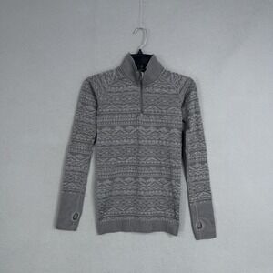 Lululemon Pullover Womens Small Gray Fair Isle Performance 1/4 Zip Thumbholes